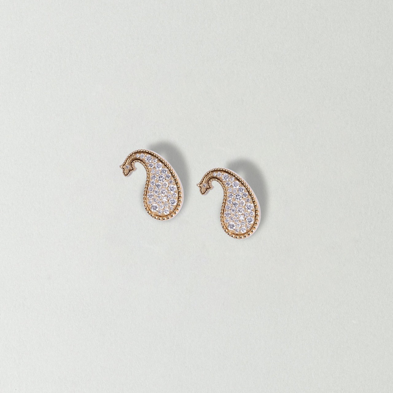 Diamond Milgrain Paisley Earrings - Yellow Gold