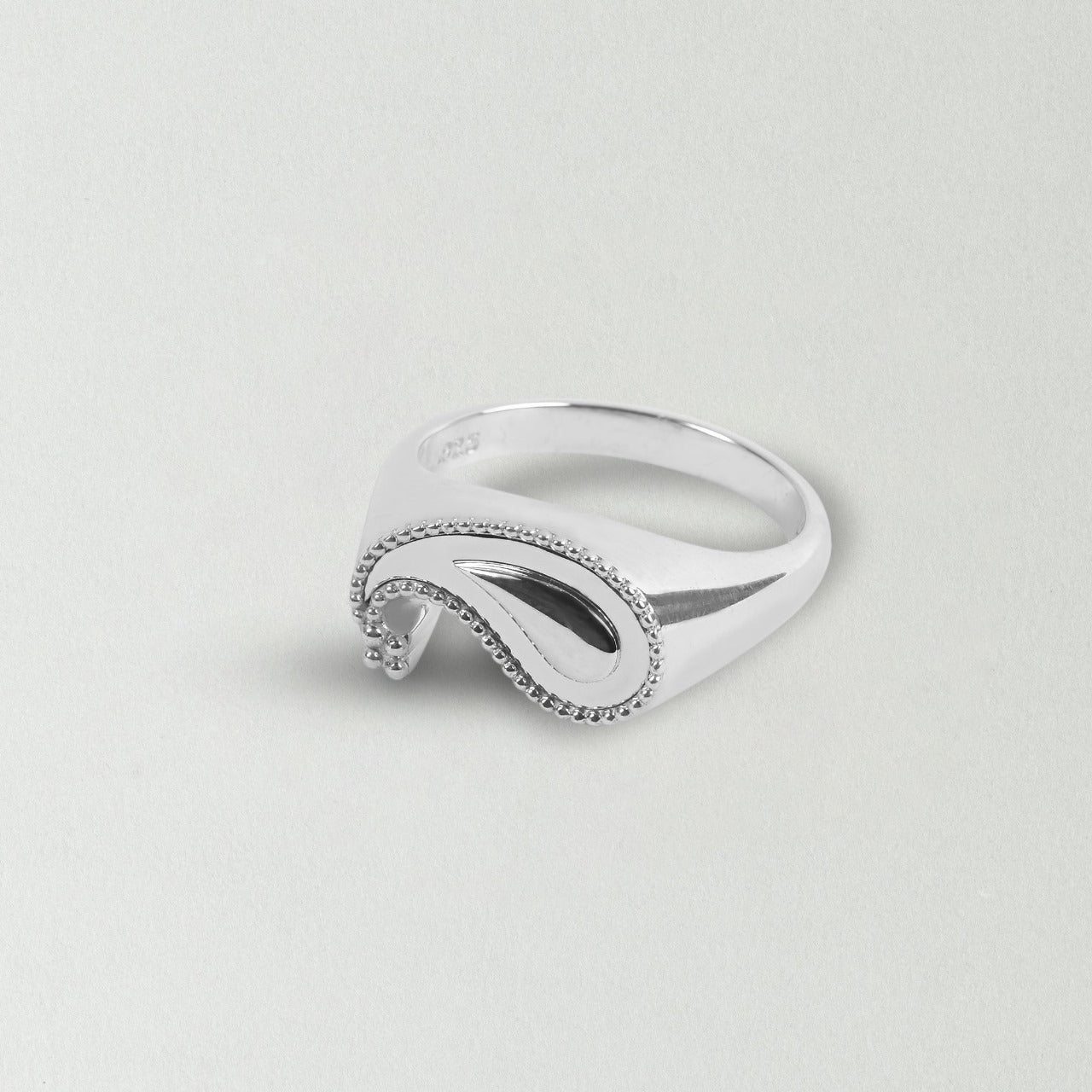 Milgrain Paisley Ring - White Gold